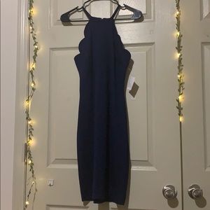 Scalloped Bib Neck Dress